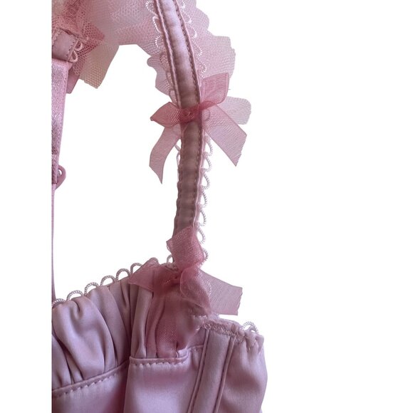 For Love & Lemons Pink Heart Mesh Corset Top With Ruffle Trim XXS - Picture 9 of 16